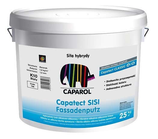 Силикатно-силиконовая штукатурка Caparol Capatect SISI Fassadenputz К15. Объем: 25 кг.  