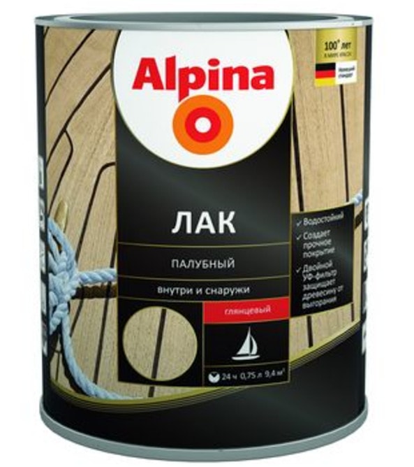 Alpina Лак палубный. Объем: 0,75 мл / 0,67 кг.  