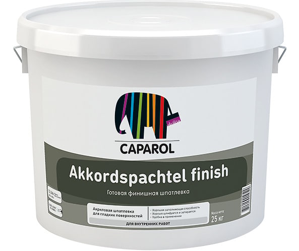 Белая тонкая акриловая шпатлевка для интерьерных работ Caparol Akkordspachtel Finish. Объем: 25 кг.