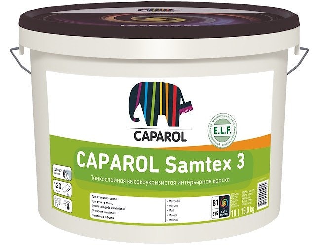 Водно-дисперсионная интерьерная краска Caparol Samtex 3 ELF. База 3. Объем: 2,35л / 3,55кг.  