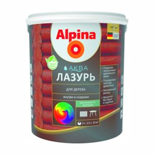 Alpina АКВА Лазурь для дерева цветная, Орех. Объем: 2,5 л / 2,50 кг.  