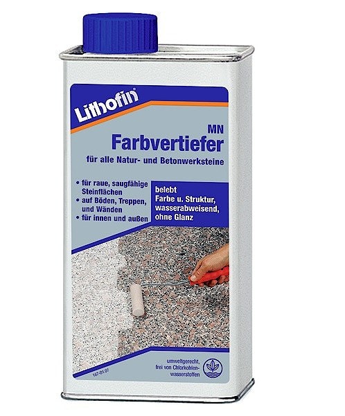 Усилитель цвета для натурального камня и бетона с водоотталкивающим эффектом Lithofin MN Farbvertiefer (Литофин МН Фарбфертриефер) На 10 м2. Объем: 1 л.  