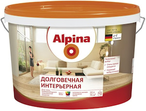 Водно-дисперсионная акриловая краска Alpina Долговечная интерьерная. База 1. Объем: 5 л.  