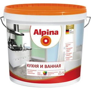 Водно-дисперсионная акриловая краска Alpina Кухня и ванная. База 3. Объем: 2,35 л.  