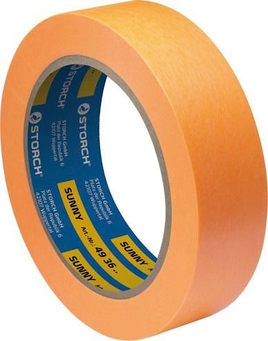 Специальная малярная лента Das GoldeneUV60 25 мм, 50 м. Экстратонкая, гладкая специальная бумага для суперровных кантов. Средняя адгезионная прочность и очень высокая прочность во влажном состоянии. Устойчив к ультрафиолетовому излучению до 8 недель. Для гладких поверхностей. Идеально подходит для водоразбавляемых материалов