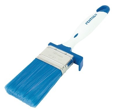 Малярная кисть Pentrilo Premium трёхкомпонентная CUBRIX®, S-70. Улучшенная укрывистьсть при нанесении водно-дисперсионных красок и эмалей, ручка из полипропилена и эластомера, пластиковый обод и нержавеющие гвозди, микс двух видов синтетического ворса разной высоты,  цилиндрической и заостренной формы. Арт. 97050