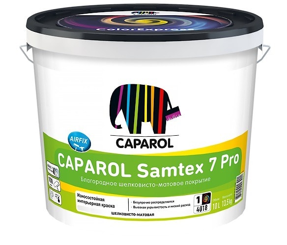 Водно-дисперсионная интерьерная краска Caparol Samtex 7 Pro База 3. Объем:4,7 л.  