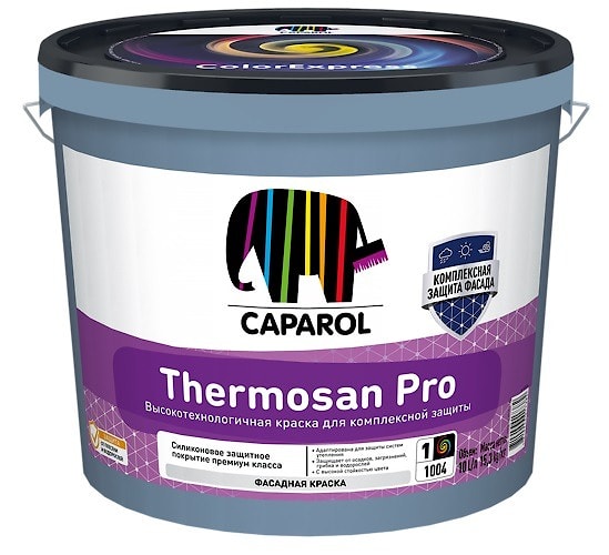 Thermosan Pro (Термосан Про): силиконовая фасадная краска премиум-класса. База 3. Объем: 9,4 л.  