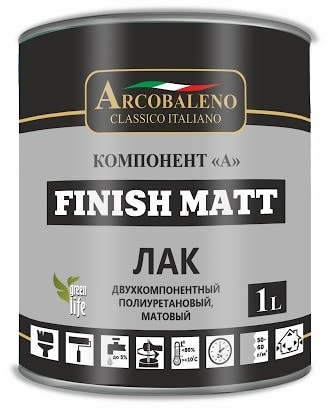 Двухкомпонентный финишный лак на водной основе Arcobaleno Finish Matt.  