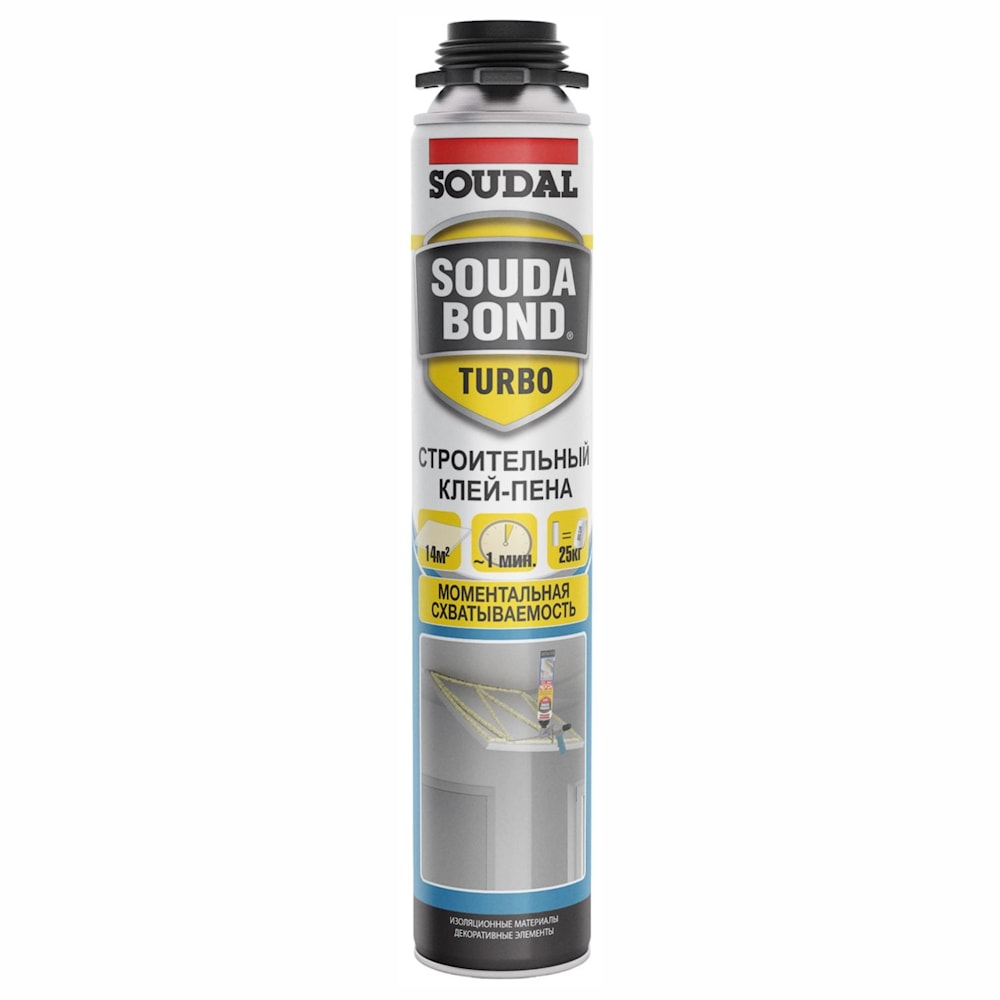 Клей строительный полиуретановый пистолетный Soudal SOUDABOND TURBO летняя формула. Объем: 750 мл. Арт. 127285. Россия  
