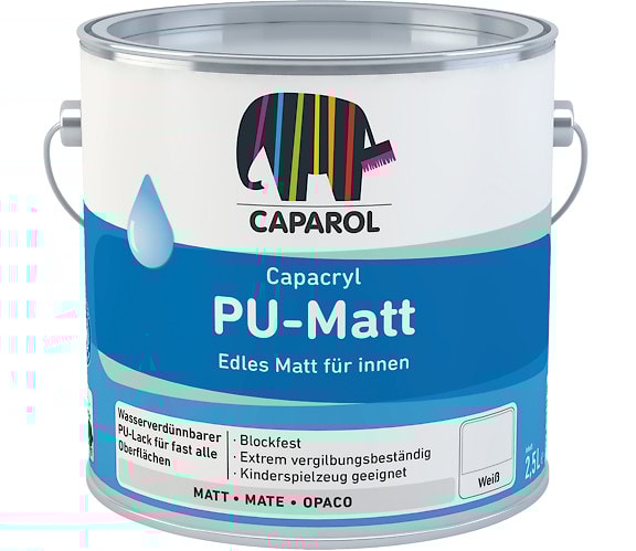 Водно-дисперсионная матовая эмаль Capacryl PU-Matt База W/ Белая. Объем: 700 мл.  