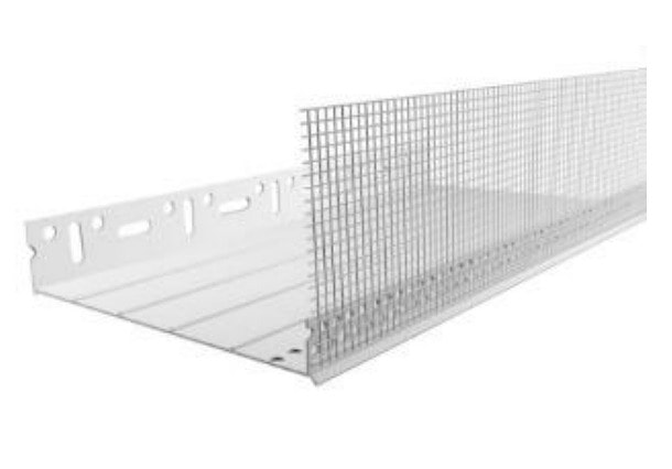 Цокольный универсальный профиль ПВХ Profigips: ширина 203 мм, со стеклосеткой, длина 2 м.   