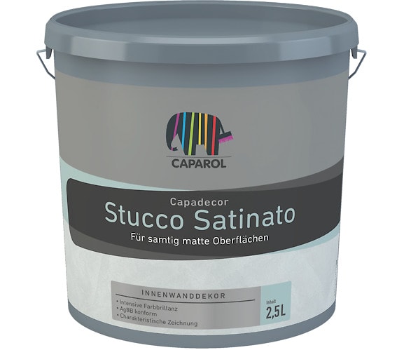 Шпатлёвка Capadecor Stucco Satinato (Кападекор Штукко Сатинато): водно-дисперсионная декоративная шпатлевка для оформления стен внутри помещений. Объем: 5 л.  