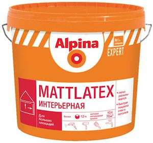 Водно-дисперсионная интерьерная латексная краска Аlpina EXPERT MATTLATEX. База: 1. Объем: 15 л / 24,3 кг.  