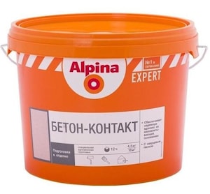 Водно-дисперсионная грунтовка с минеральным наполнителем Alpina EXPERT Beton-Kontakt. Объем: 15 кг.  