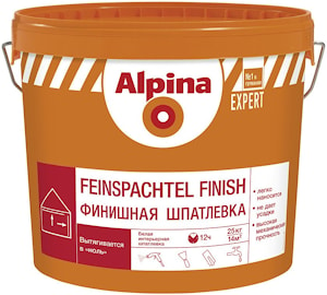 Водно-дисперсионная финишная шпатлевка Alpina EXPERT Feinspachtel Finish. Объем: 25 кг.  