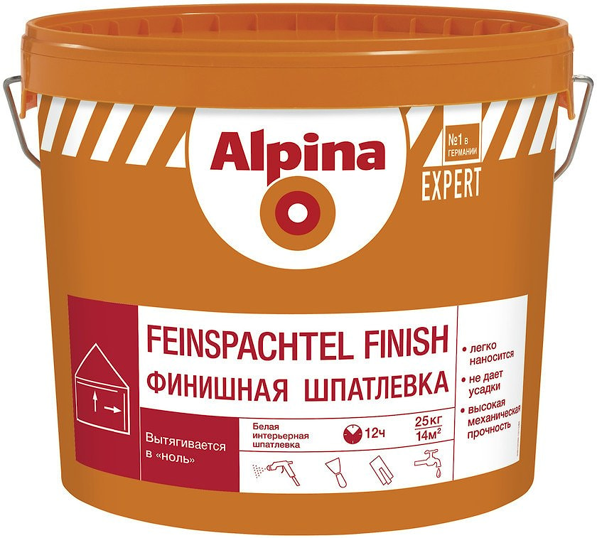 Водно-дисперсионная финишная шпатлевка Alpina EXPERT Feinspachtel Finish. Объем: 25 кг.  
