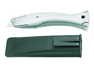 Многофункциональный нож STORCH Vielzweckmesser Delphin®. Алюминиевый, на 1 лезвие с двусторонним замком, с внутренним контейнером для хранения 10 ножей, с чехлом и клипсой для ремня. Арт.: 35 39 25.  