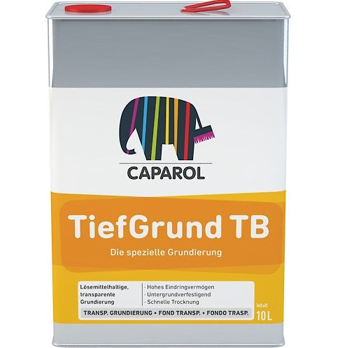 Специальная грунтовка с содержанием растворителя Caparol Tiefgrund TB. Объем: 10 л. Прозрачная.  