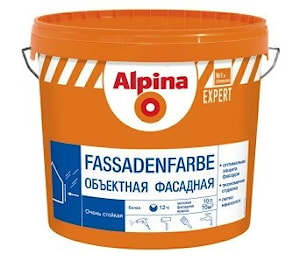 Водно-дисперсионная акриловая фасадная краска Alpina EXPERT Fassadenfarbe. Объем: 2,5 л / 3,88 кг.  