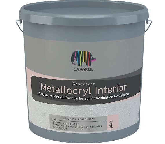 Водно-дисперсионная интерьерная краска с металлическим эффектом Capadecor Metallocryl Interior. Объем: 2,5 л.  